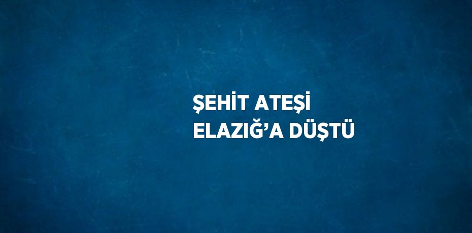 ŞEHİT ATEŞİ ELAZIĞ’A DÜŞTÜ