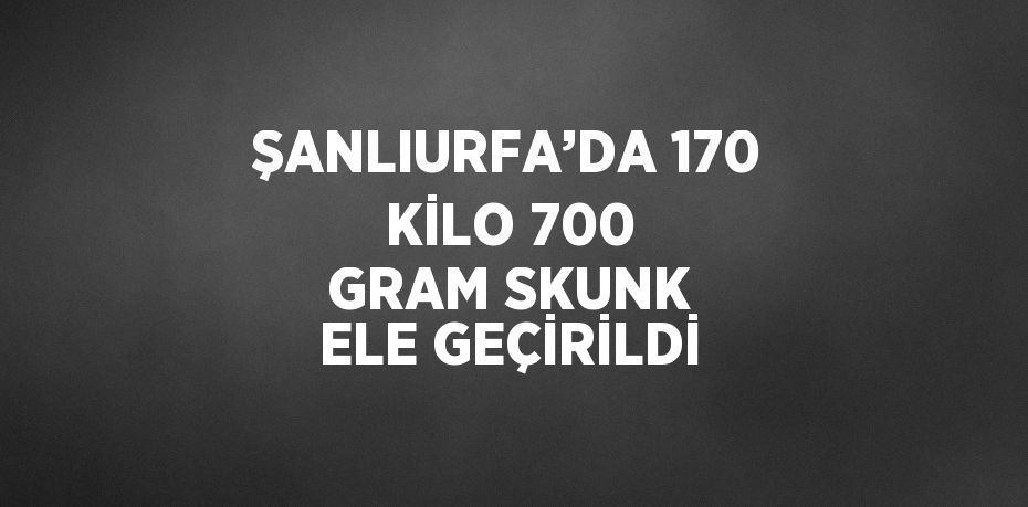 ŞANLIURFA’DA 170 KİLO 700 GRAM SKUNK ELE GEÇİRİLDİ