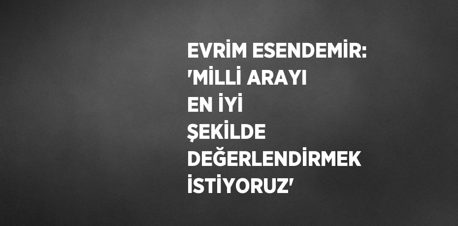 EVRİM ESENDEMİR: 'MİLLİ ARAYI EN İYİ ŞEKİLDE DEĞERLENDİRMEK İSTİYORUZ'