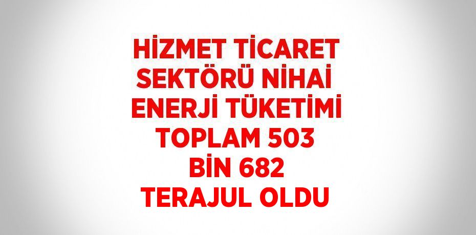 HİZMET TİCARET SEKTÖRÜ NİHAİ ENERJİ TÜKETİMİ TOPLAM 503 BİN 682 TERAJUL OLDU