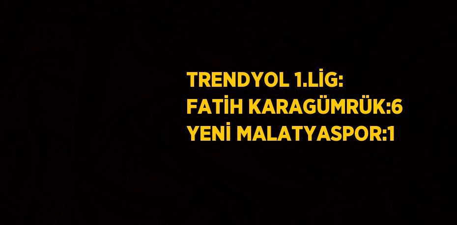 TRENDYOL 1.LİG: FATİH KARAGÜMRÜK:6 YENİ MALATYASPOR:1