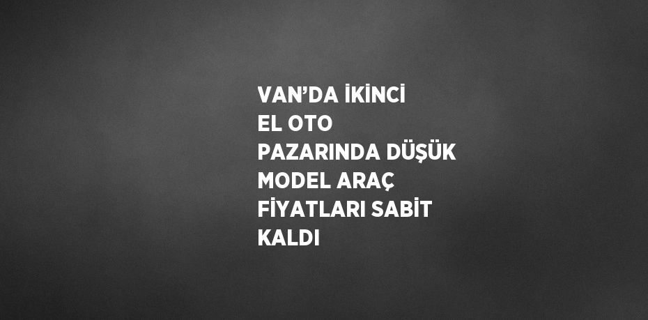 VAN’DA İKİNCİ EL OTO PAZARINDA DÜŞÜK MODEL ARAÇ FİYATLARI SABİT KALDI