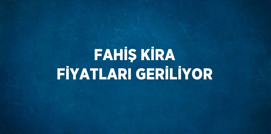 FAHİŞ KİRA FİYATLARI GERİLİYOR