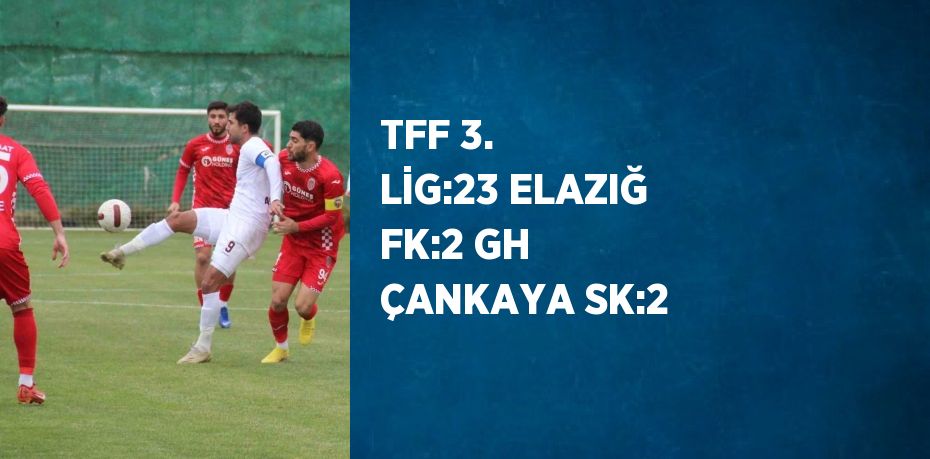 TFF 3. LİG:23 ELAZIĞ FK:2 GH ÇANKAYA SK:2