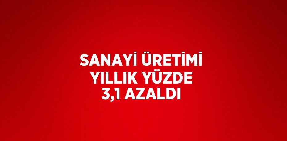 SANAYİ ÜRETİMİ YILLIK YÜZDE 3,1 AZALDI