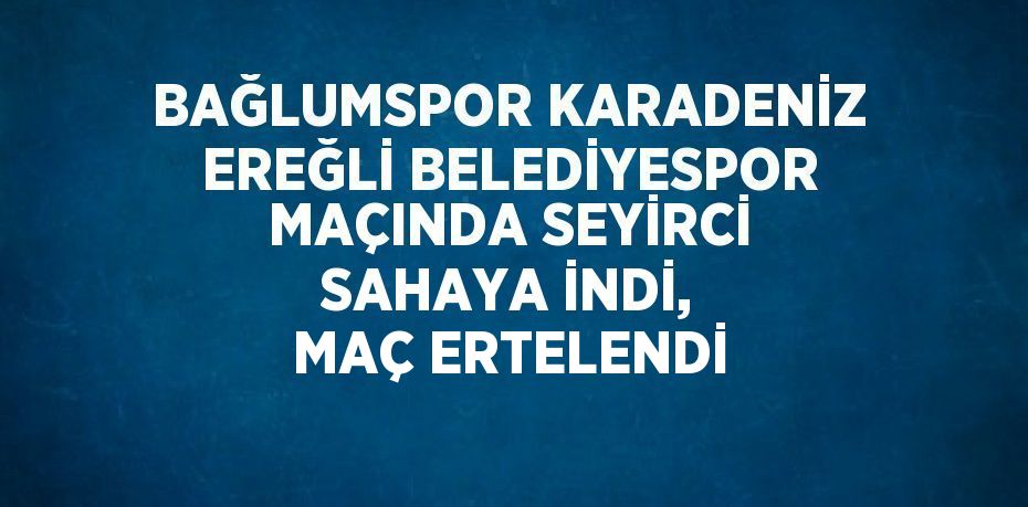 BAĞLUMSPOR KARADENİZ EREĞLİ BELEDİYESPOR MAÇINDA SEYİRCİ SAHAYA İNDİ, MAÇ ERTELENDİ