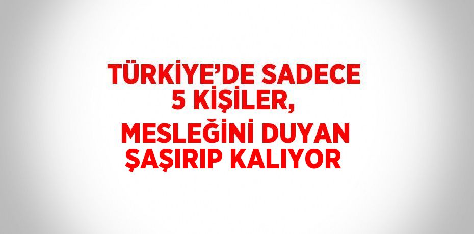 TÜRKİYE’DE SADECE 5 KİŞİLER, MESLEĞİNİ DUYAN ŞAŞIRIP KALIYOR