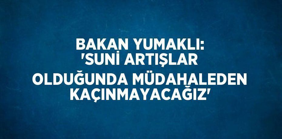 BAKAN YUMAKLI: 'SUNİ ARTIŞLAR OLDUĞUNDA MÜDAHALEDEN KAÇINMAYACAĞIZ'