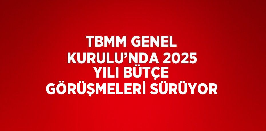 TBMM GENEL KURULU’NDA 2025 YILI BÜTÇE GÖRÜŞMELERİ SÜRÜYOR