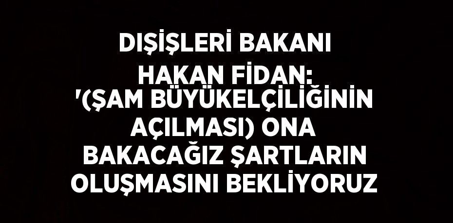 DIŞİŞLERİ BAKANI HAKAN FİDAN: '(ŞAM BÜYÜKELÇİLİĞİNİN AÇILMASI) ONA BAKACAĞIZ ŞARTLARIN OLUŞMASINI BEKLİYORUZ