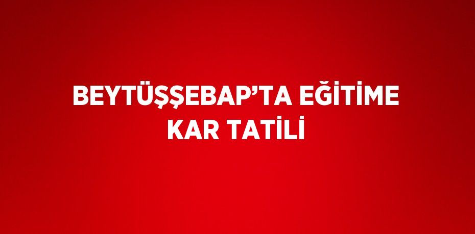 BEYTÜŞŞEBAP’TA EĞİTİME KAR TATİLİ