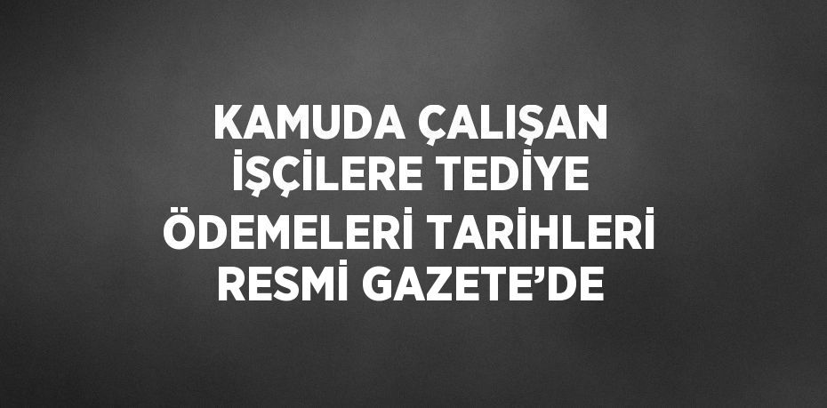 KAMUDA ÇALIŞAN İŞÇİLERE TEDİYE ÖDEMELERİ TARİHLERİ RESMİ GAZETE’DE