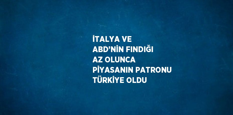 İTALYA VE ABD’NİN FINDIĞI AZ OLUNCA PİYASANIN PATRONU TÜRKİYE OLDU