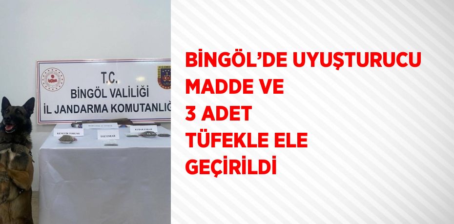 BİNGÖL’DE UYUŞTURUCU MADDE VE 3 ADET TÜFEKLE ELE GEÇİRİLDİ
