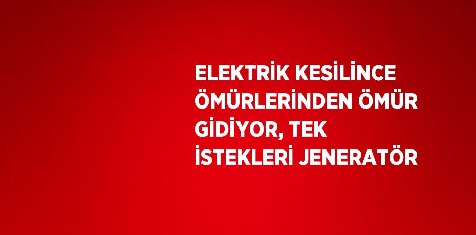 ELEKTRİK KESİLİNCE ÖMÜRLERİNDEN ÖMÜR GİDİYOR, TEK İSTEKLERİ JENERATÖR
