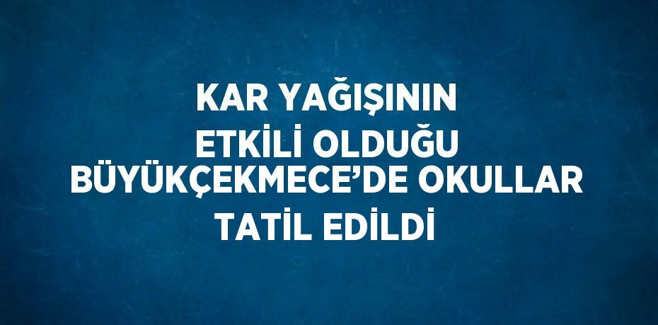 KAR YAĞIŞININ ETKİLİ OLDUĞU BÜYÜKÇEKMECE’DE OKULLAR TATİL EDİLDİ