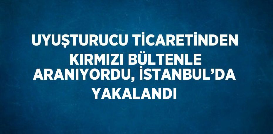 UYUŞTURUCU TİCARETİNDEN KIRMIZI BÜLTENLE ARANIYORDU, İSTANBUL’DA YAKALANDI