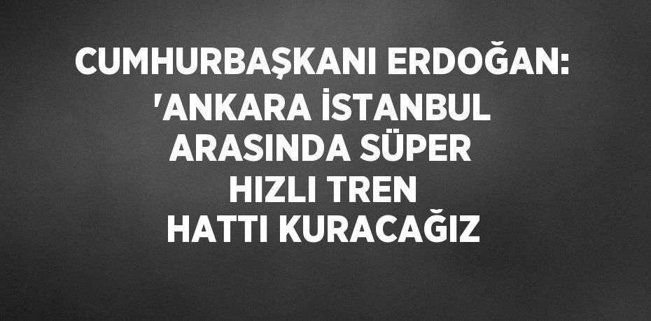 CUMHURBAŞKANI ERDOĞAN: 'ANKARA İSTANBUL ARASINDA SÜPER HIZLI TREN HATTI KURACAĞIZ