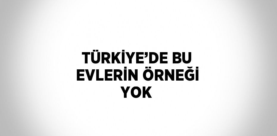 TÜRKİYE’DE BU EVLERİN ÖRNEĞİ YOK