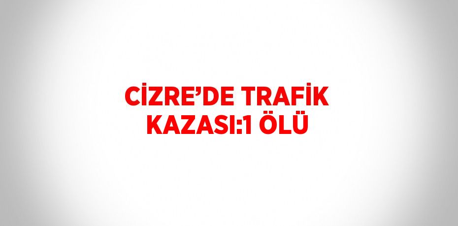 CİZRE’DE TRAFİK KAZASI:1 ÖLÜ