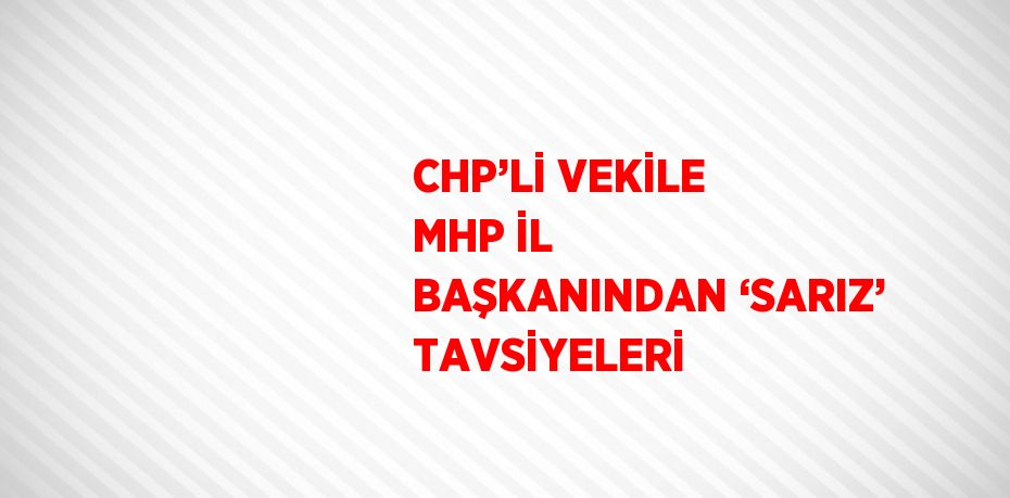 CHP’Lİ VEKİLE MHP İL BAŞKANINDAN ‘SARIZ’ TAVSİYELERİ