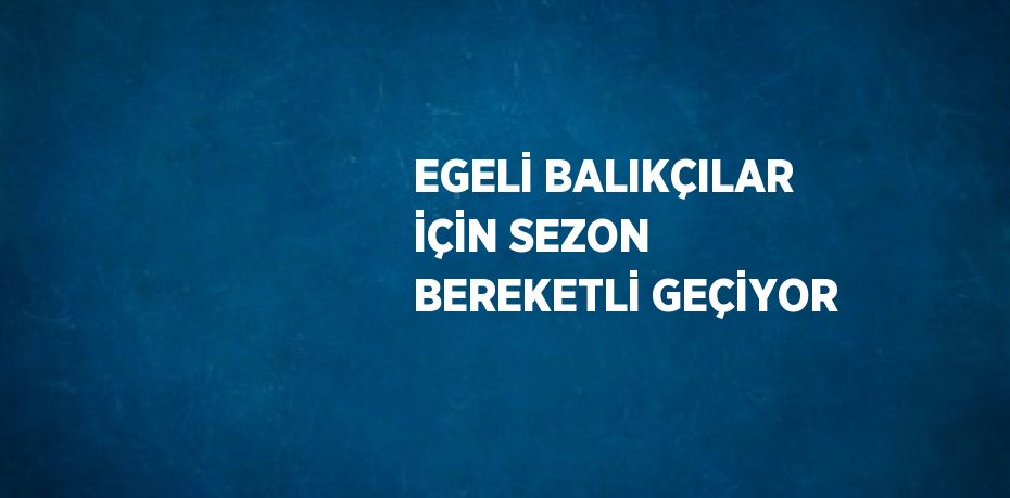 EGELİ BALIKÇILAR İÇİN SEZON BEREKETLİ GEÇİYOR