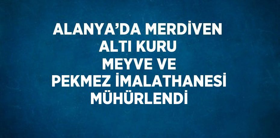 ALANYA’DA MERDİVEN ALTI KURU MEYVE VE PEKMEZ İMALATHANESİ MÜHÜRLENDİ