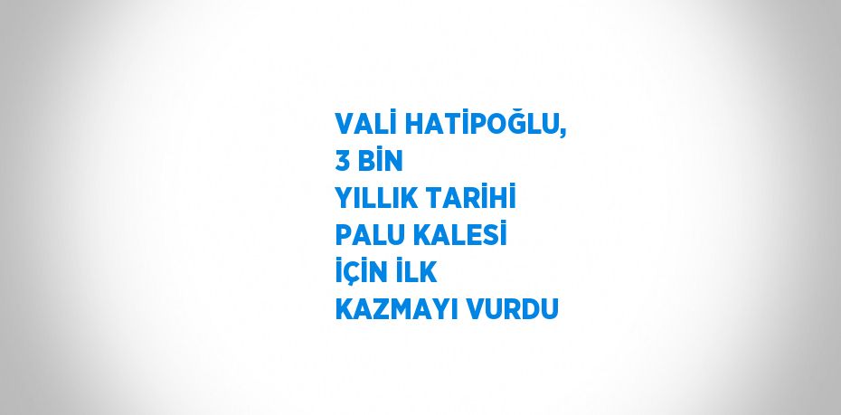VALİ HATİPOĞLU, 3 BİN YILLIK TARİHİ PALU KALESİ İÇİN İLK KAZMAYI VURDU