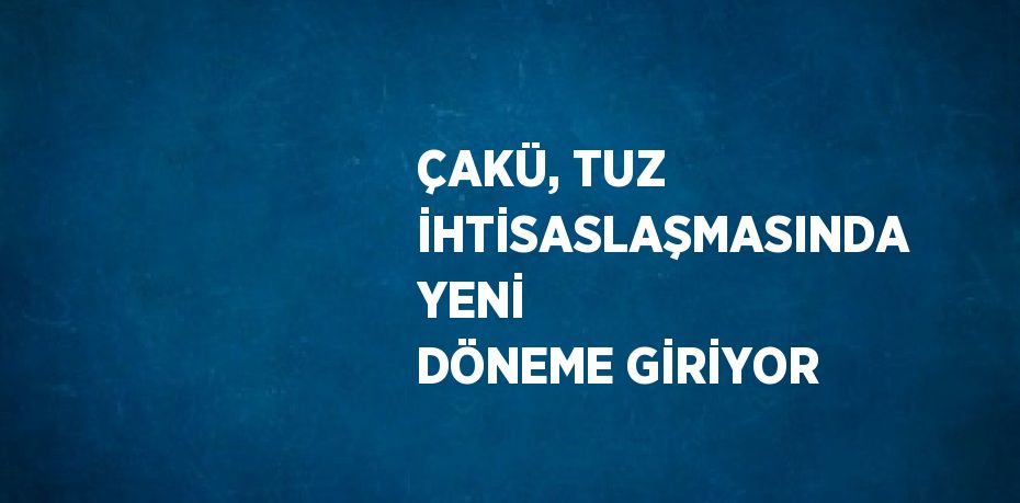 ÇAKÜ, TUZ İHTİSASLAŞMASINDA YENİ DÖNEME GİRİYOR