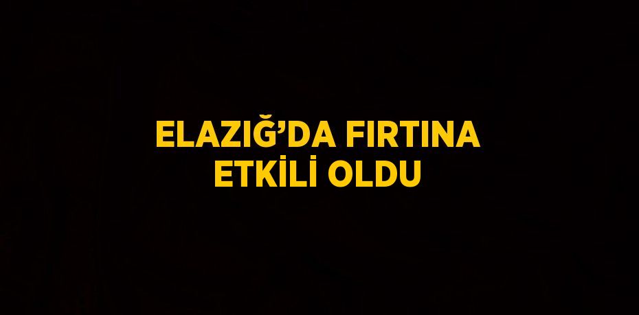 ELAZIĞ’DA FIRTINA ETKİLİ OLDU