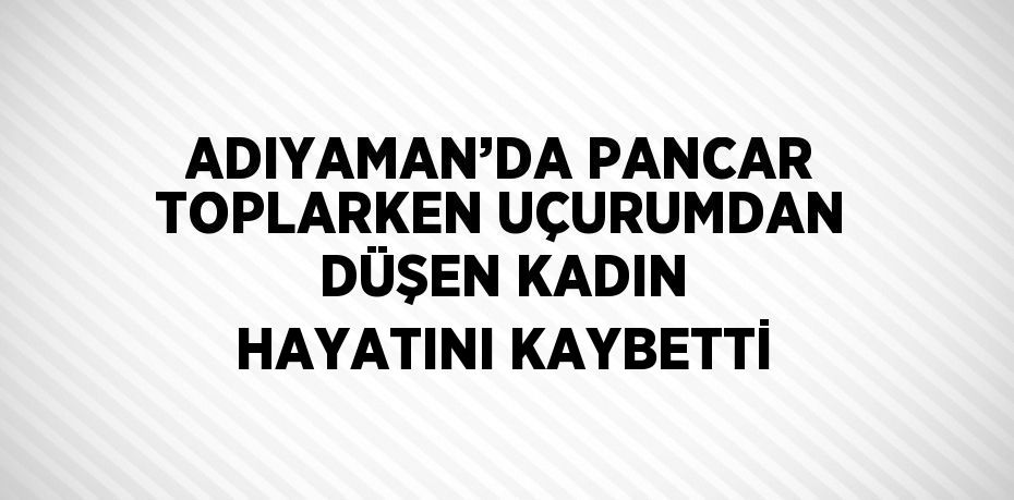 ADIYAMAN’DA PANCAR TOPLARKEN UÇURUMDAN DÜŞEN KADIN HAYATINI KAYBETTİ