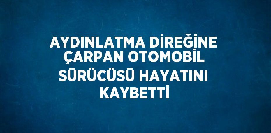 AYDINLATMA DİREĞİNE ÇARPAN OTOMOBİL SÜRÜCÜSÜ HAYATINI KAYBETTİ