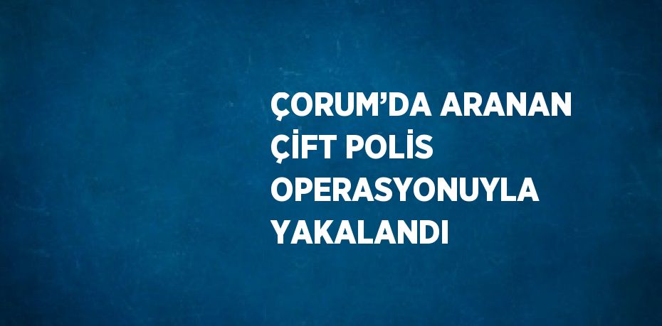ÇORUM’DA ARANAN ÇİFT POLİS OPERASYONUYLA YAKALANDI