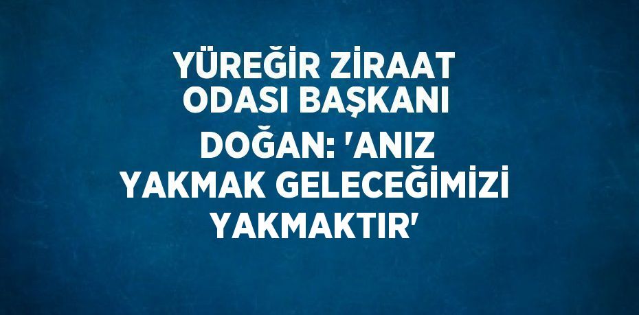 YÜREĞİR ZİRAAT ODASI BAŞKANI DOĞAN: 'ANIZ YAKMAK GELECEĞİMİZİ YAKMAKTIR'