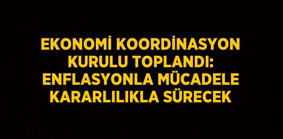 EKONOMİ KOORDİNASYON KURULU TOPLANDI: ENFLASYONLA MÜCADELE KARARLILIKLA SÜRECEK