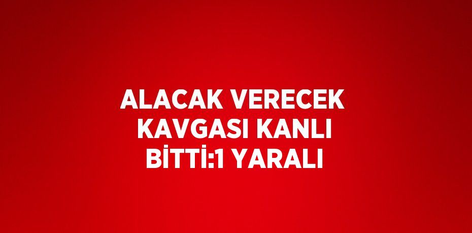 ALACAK VERECEK KAVGASI KANLI BİTTİ:1 YARALI