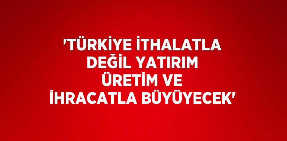 'TÜRKİYE İTHALATLA DEĞİL YATIRIM ÜRETİM VE İHRACATLA BÜYÜYECEK'