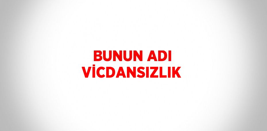 BUNUN ADI VİCDANSIZLIK