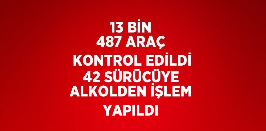 13 BİN 487 ARAÇ KONTROL EDİLDİ 42 SÜRÜCÜYE ALKOLDEN İŞLEM YAPILDI