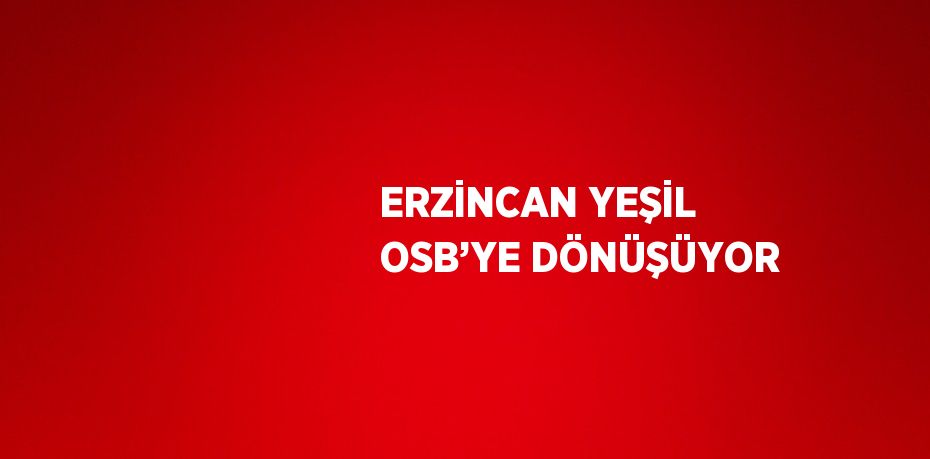 ERZİNCAN YEŞİL OSB’YE DÖNÜŞÜYOR
