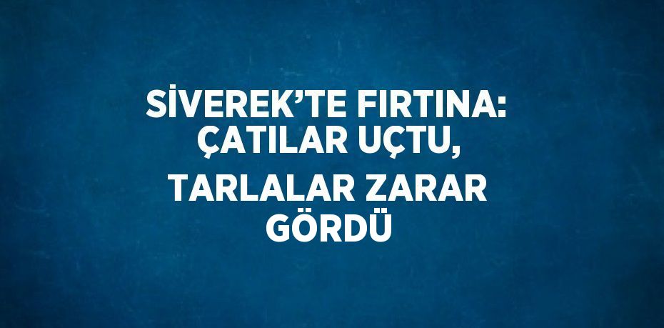 SİVEREK’TE FIRTINA: ÇATILAR UÇTU, TARLALAR ZARAR GÖRDÜ
