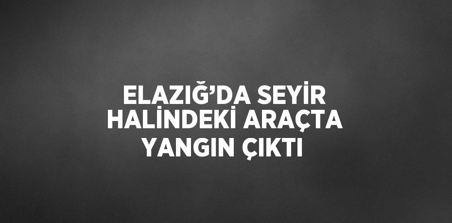 ELAZIĞ’DA SEYİR HALİNDEKİ ARAÇTA YANGIN ÇIKTI