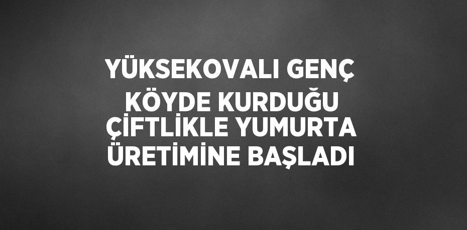 YÜKSEKOVALI GENÇ KÖYDE KURDUĞU ÇİFTLİKLE YUMURTA ÜRETİMİNE BAŞLADI