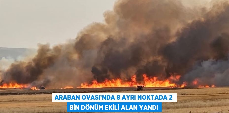 ARABAN OVASI’NDA 8 AYRI NOKTADA 2 BİN DÖNÜM EKİLİ ALAN YANDI