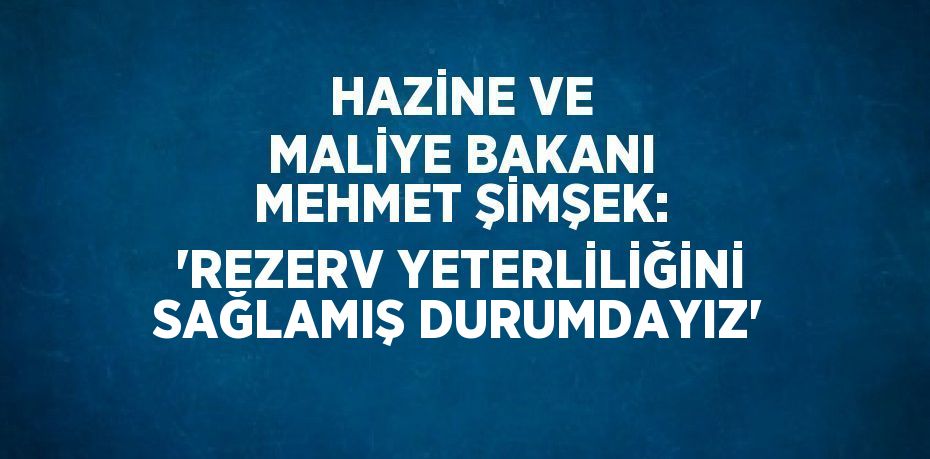 HAZİNE VE MALİYE BAKANI MEHMET ŞİMŞEK: 'REZERV YETERLİLİĞİNİ SAĞLAMIŞ DURUMDAYIZ'