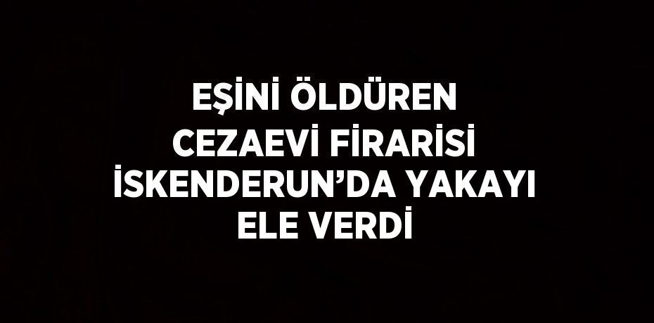 EŞİNİ ÖLDÜREN CEZAEVİ FİRARİSİ İSKENDERUN’DA YAKAYI ELE VERDİ