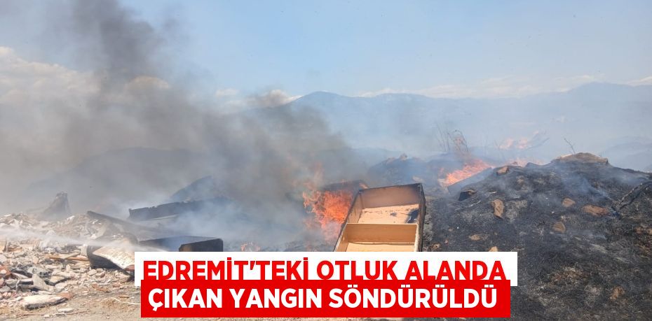 Edremit'teki otluk alanda çıkan yangın söndürüldü