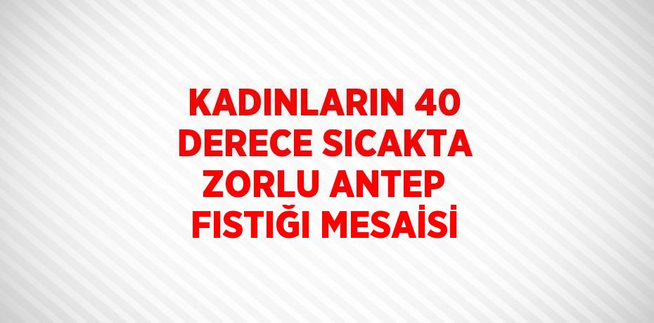 KADINLARIN 40 DERECE SICAKTA ZORLU ANTEP FISTIĞI MESAİSİ