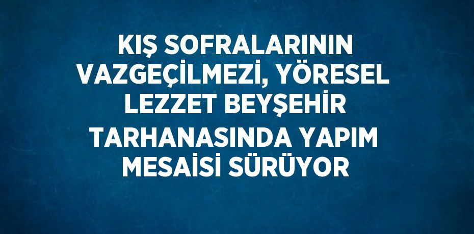 KIŞ SOFRALARININ VAZGEÇİLMEZİ, YÖRESEL LEZZET BEYŞEHİR TARHANASINDA YAPIM MESAİSİ SÜRÜYOR