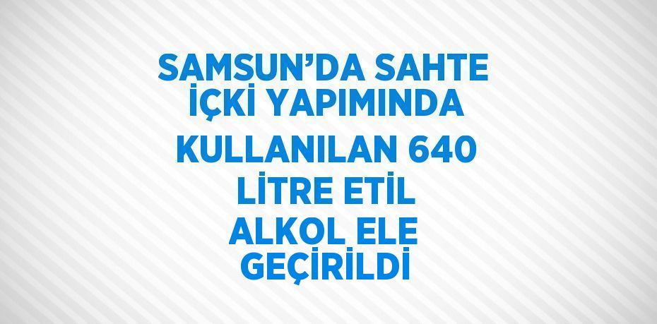 SAMSUN’DA SAHTE İÇKİ YAPIMINDA KULLANILAN 640 LİTRE ETİL ALKOL ELE GEÇİRİLDİ